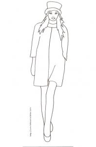 Coloriage du Top Model - robe et chapeau