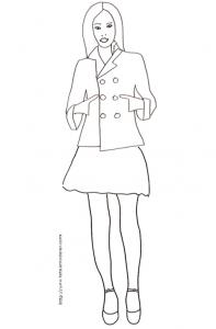 Coloriage du Top Model - caban et jupe