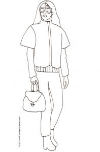 Coloriage du Top Model doudounne et lunettes de soleil