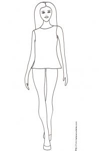 Coloriage du Top Model en tunique courte
