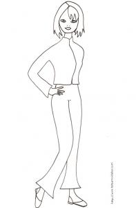 Coloriage du Top Model avec petit blouson et pantalon
