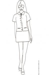 Coloriage du Top Model avec chemisier et lunettes de soleil