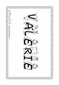 Coloriage prénom Valerie- Drôles de lettres bestioles