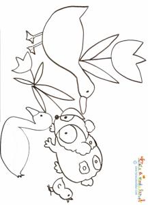 Coloriage du vilain petit canard dans la basse cour