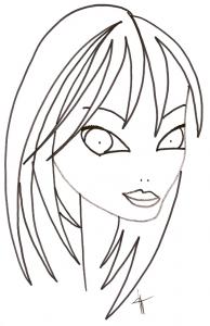 Coloriage de la jeune fille à la frange