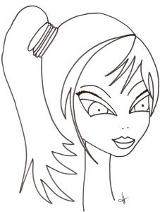 Visage de la fille à la queue de cheval sur le côté