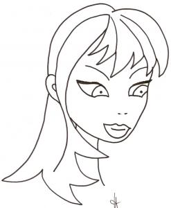 Coloriage de la fille à la queue de cheval