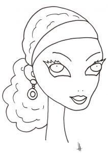 Coloriage du visage de la fille à la boucle d'oreille 