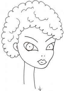 Visage de femme aux cheveux crépus ou frisés
