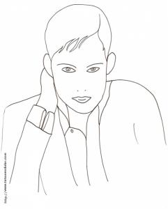 Coloriage visage de fille aux cheveux très courts