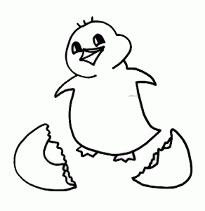 Coloriage du poussin sortant de son oeuf