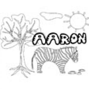 Coloriage prénom Aaron - Savane et lettres gwible