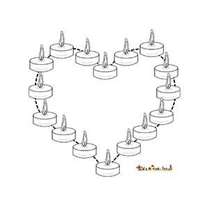 Bougies en coeur hommage aux victimes