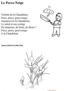 poésie de la chandeleur et du perce neige