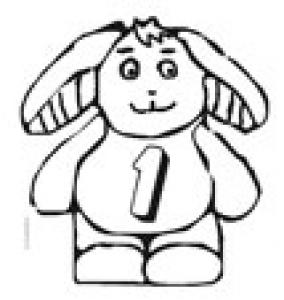 Coloriage du lapin portant le chiffre 1