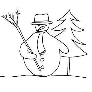 Coloriage d'un bonhomme de neige classique