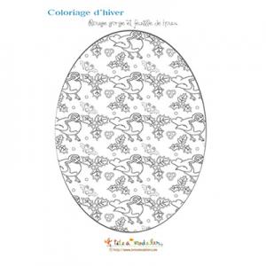 Coloriage : Rouge gorge et feuille de houx