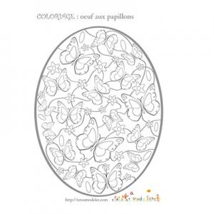 Coloriage oeuf aux papillons