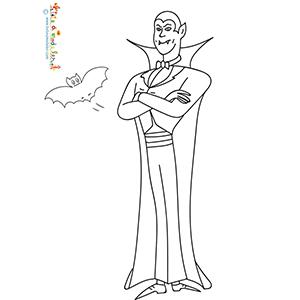 Dracula debout à colorier