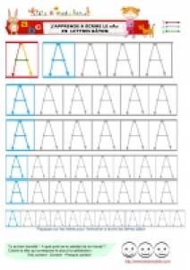 A Page d'ecriture du A en lettres baton