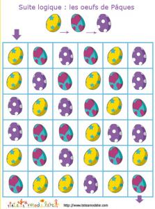 jeu de suite logique sur Pâques