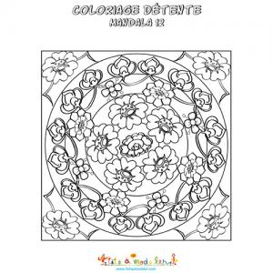 Coloriage détente : mandala des fleurs