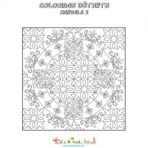 Coloriage mandala 2 : mandala en carreau pour adulte