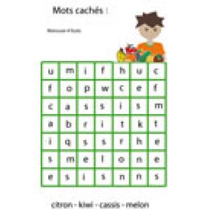 Grille 3 mots cachés: les noms de fruits n°3