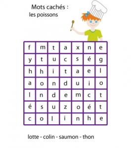Mots cachés sur le poisson