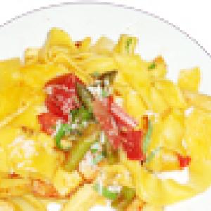 Tagliatelles au jambon cru et asperges