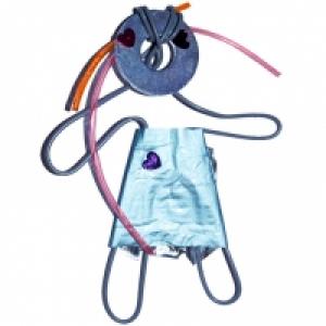 Petit robot fille à la robe bleue