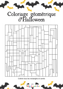 Un jeu de coloriage avec une consigne bien précise : il faut colorier tous les rectangles et tous les carrés. Ce jeu de coloriage dissimule une image sur le thème d'Halloweenqui apparait lorsque toutes les formes rectangulaires et carrées sont colorie