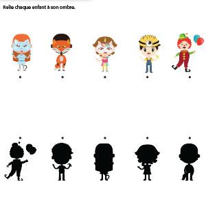 Jeu d'ombres à imprimer sur le thème du carnaval copie