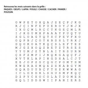 Un jeu de mots mêlés à imprimer sur le thème de Pâques