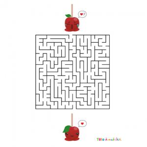 La réponse au labyrinthe de Saint Valentin très drôle à faire durant la Saint Valentin ! Aider la pomme d'amour à trouver son amoureux afin qu'ils soient rassemblés pour toujours. Imprimez la feuille et proposer à votre enfant de résoudre ces énigmes. cop