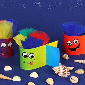 Atelier de bricolage enfants pour réaliser des poissons pleins de couleurs