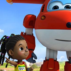Lorna et Jett dans lepisode une championne au grand coeur de super wings