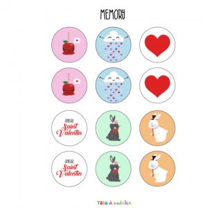 Le jeu du memory de Saint Valentin est très drôle à faire durant la Saint Valentin ! Retrouvez les couples en utilisant votre mémoire. Imprimez la feuille et proposer à votre enfant de résoudre ces énigmes.