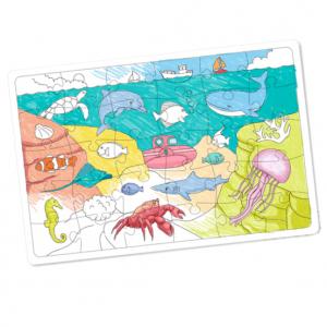 Puzzle LA MER en carton blanc à colorier