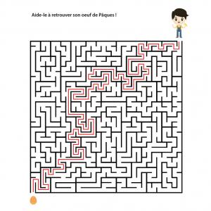 Un jeu de labyrinthe à imprimer sur le thème de Pâques