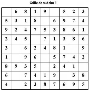 Sudoku de niveau 2 pour les enfants de primaire : grille 1
