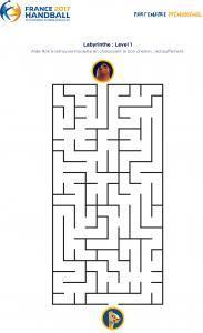 Un jeu en ligne à imprimer pour les enfants - Labyrinthe championnat du monde de Handball