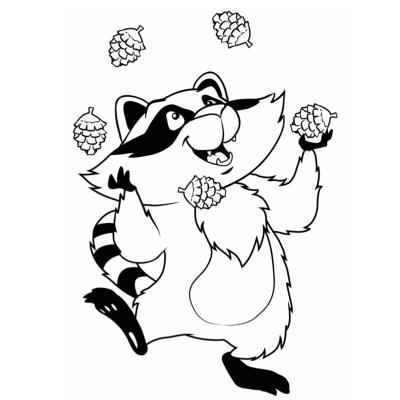 Coloriages de Monsieur raton. Dessins sur les raton laveur à imprimer. Coloriages du personnage animalier autour du raton laveur