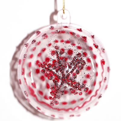 Boule De Noël En Transparence Rouge Et Paillettes Boules