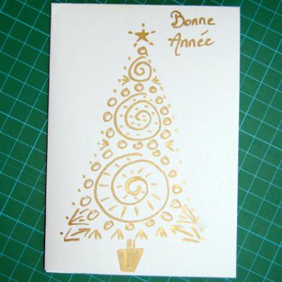 Carte De Voeux Sapin Dore Tete A Modeler