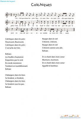 Colchiques dans les près - Paroles de Chanson - Tête à modeler