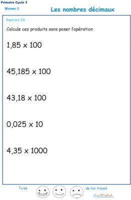 Multiplications Avec Des Nombres Decimaux Exercice 10 Cm1 Cm2