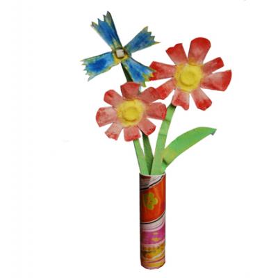 Bouquet De Fleurs Dans Son Vase Recyclage Demballages