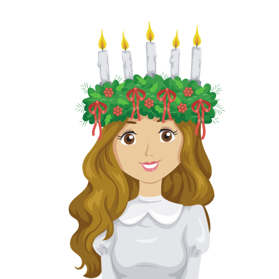 Les origines de la couronne de sainte Lucie : La première couronne que l'on trouve est celle de Sainte Lucie. En Suède, tous les 13 décembre, la plus jeune des filles de la famille se pare d'une couronne de verdure o&u