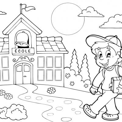 Un dessin à imprimer représentant un cartable pour la rentrée scolaire